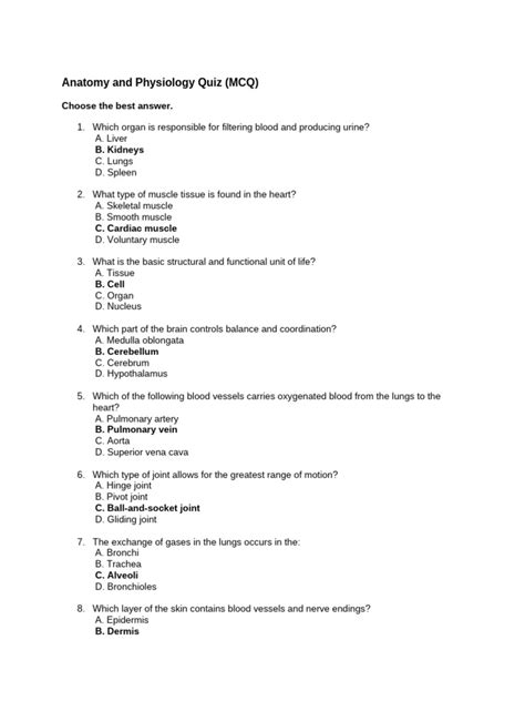 Anatomy Mcq With Answer For Pg