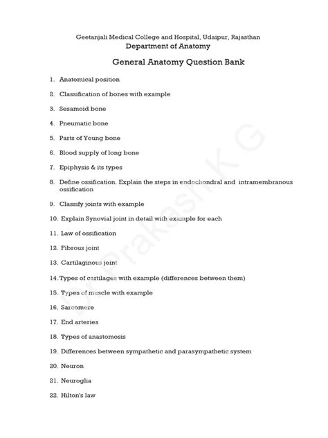 Anatomy Question Bank