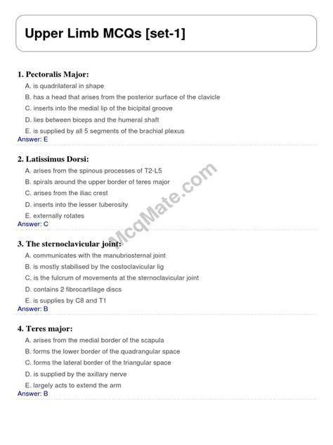 anatomy upper limb mcqs