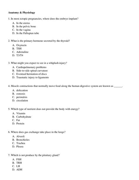 Download Anatomy And Physiology Question Answer 