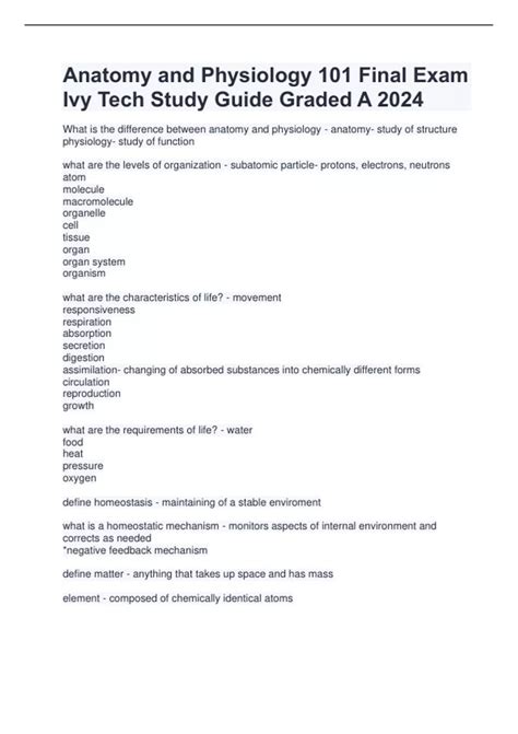 Download Anatomy Physiology Final Exam Study Guide 