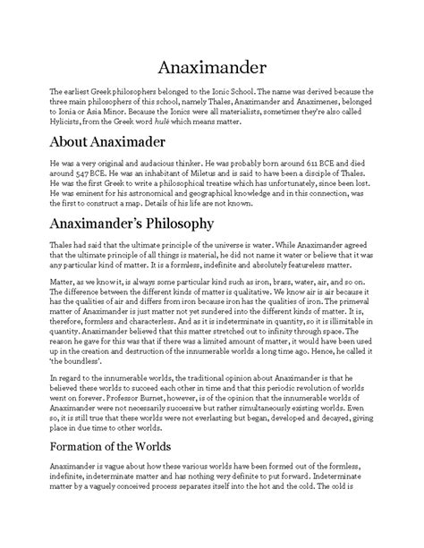 anaximander biography summary page