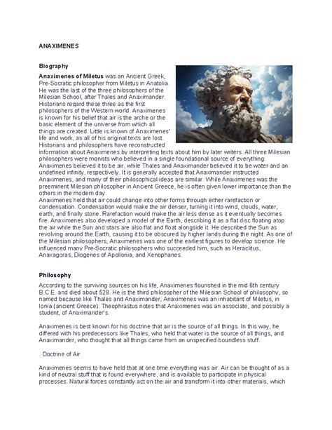 anaximenes biography summary format