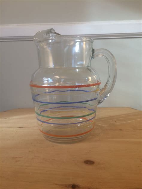 anchor hocking striped color ice ancbor pitcher