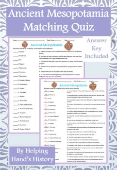 Ancient Mesopotamia Activity Matching With Answer Key Tpt Ancient Mesopotamia Worksheet Answers - Ancient Mesopotamia Worksheet Answers