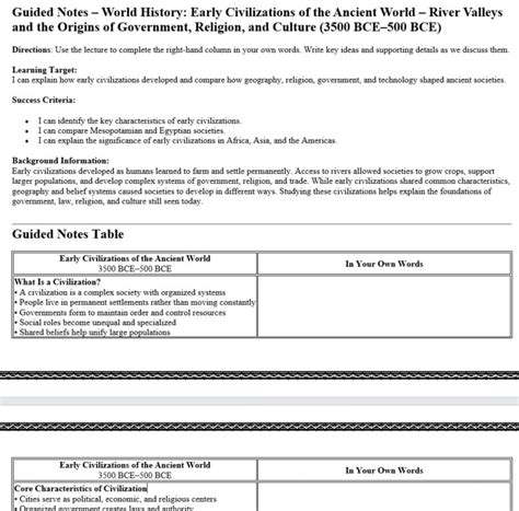 ancient world history guided answer key