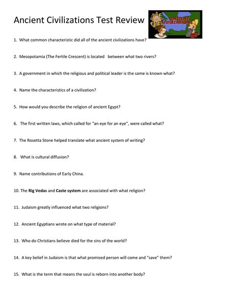 Read Ancient Civilization Test Questions Grade 6 Erpd 