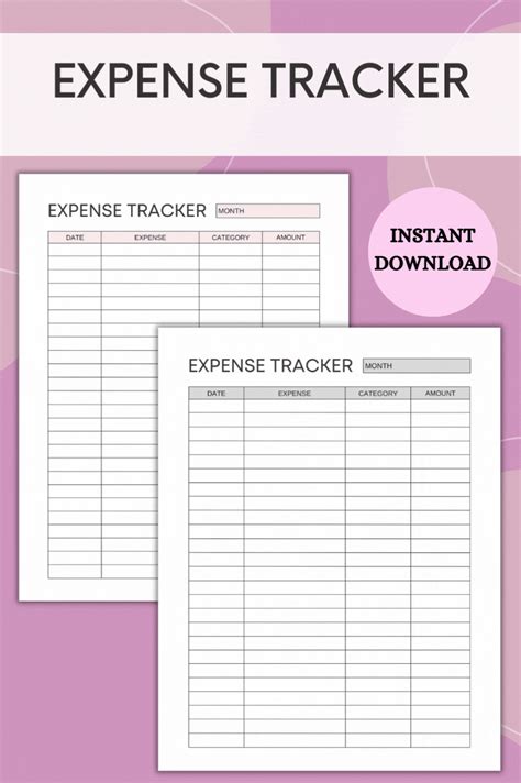 and Expense Tracker Printable Tracker Log Etsy