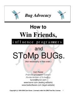 and SToMp BUGs. - Kaner