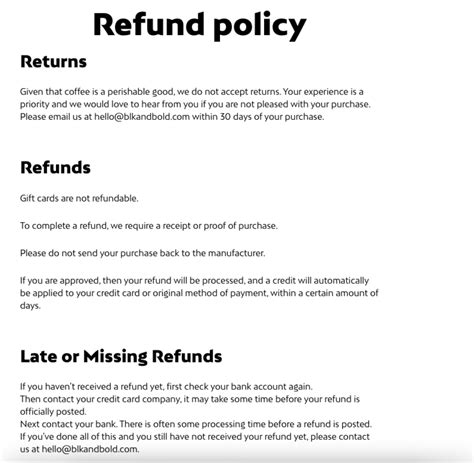 And Return Policy