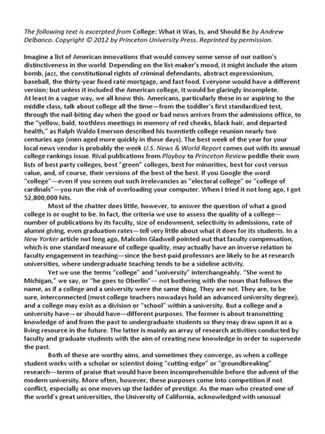 Full Download Andrew Delbanco College What It Was Is And Should Be Pdf 