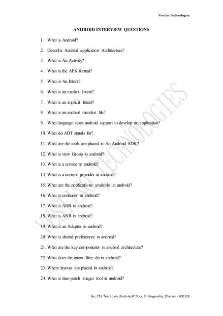 Android Application Development Interview Questions And Answers