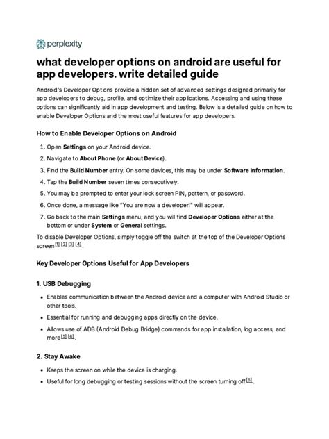 Android Developer Settings Pdf