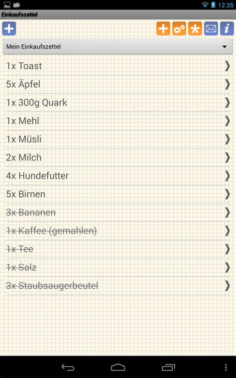 android einkaufszettel