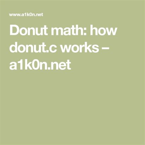 Andy Sloaneu0027s Site A1k0n Net Donut Math - Donut Math