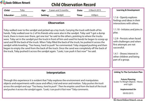 Anecdotal Observation Example