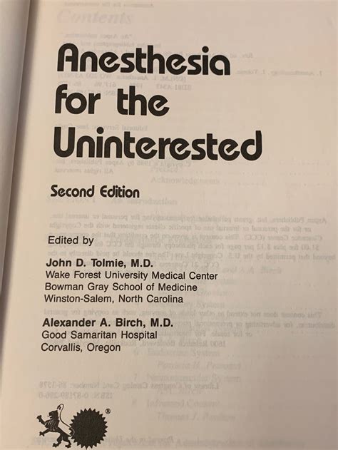 Anesthesia For The Uninterested