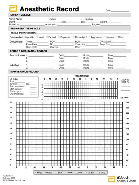 Anesthesia Record Form Template