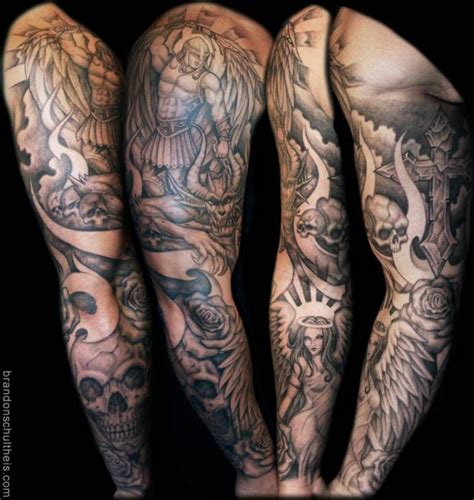 Angel Demon Sleeve Tattoos