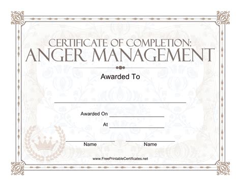Anger Management Certificate Of Completion