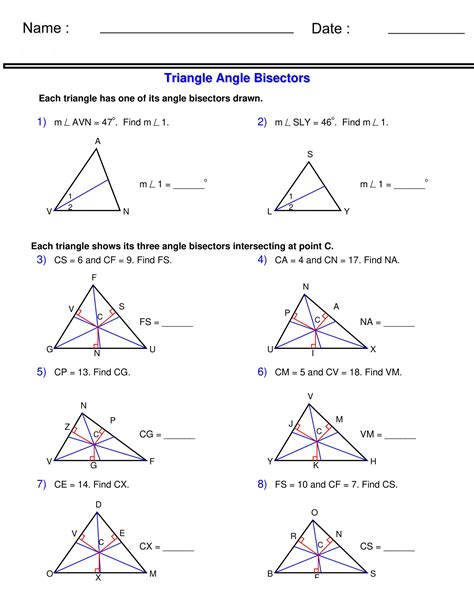 Angle Bisector Worksheets Easy Teacher Worksheets Angle Bisector Theorem Worksheet - Angle Bisector Theorem Worksheet