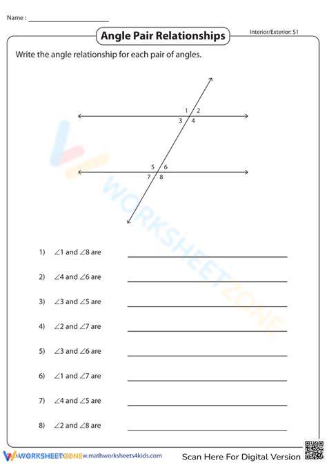 angle pair relationships unit test