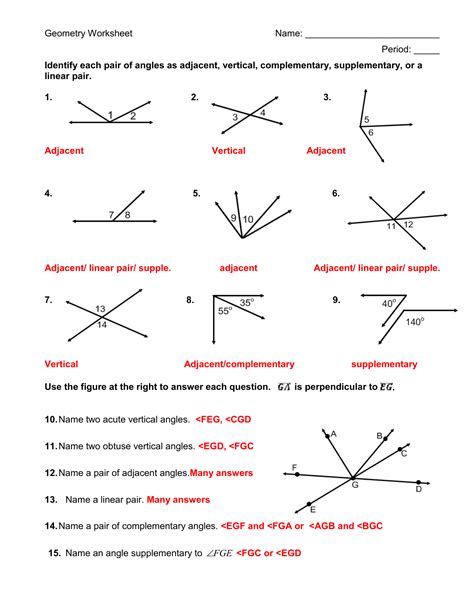 Angle Pairs Worksheet With Answers   Angles On A Straight Line Worksheets - Angle Pairs Worksheet With Answers