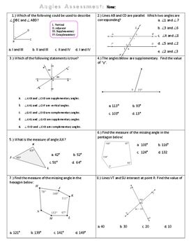Angle Relationships Solve Equations Answer Key   Go Math Grade 8 Answer Key Chapter 11 - Angle Relationships Solve Equations Answer Key