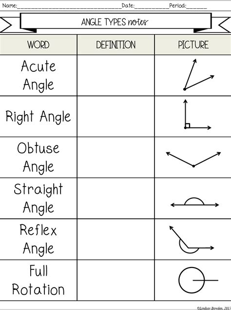 Angle Worksheets Types Of Angles Geometry Worksheet - Types Of Angles Geometry Worksheet