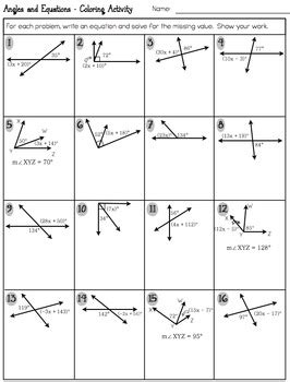 Angles And Equations Coloring Activity