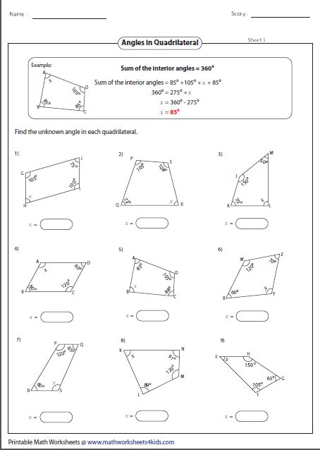 Angles Askworksheet Missing Angles In Quadrilaterals - Missing Angles In Quadrilaterals
