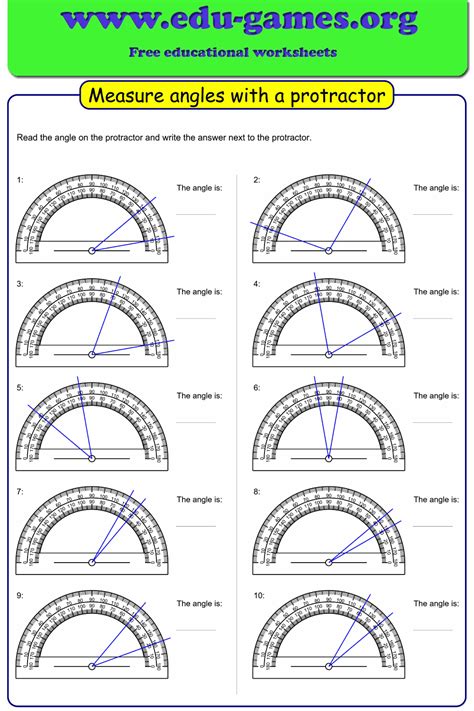 Angles Grade 4 Worksheet   Measuring Angles Worksheet 4th Grade Geometry - Angles Grade 4 Worksheet