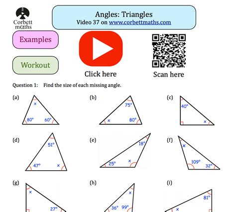 Angles In A Triangle Textbook Exercise Corbettmaths Triangle Measurements Worksheet - Triangle Measurements Worksheet