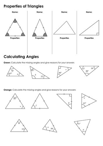 Angles In A Triangle Worksheet Ks3 Ks4 Maths Measuring Triangles Worksheet - Measuring Triangles Worksheet