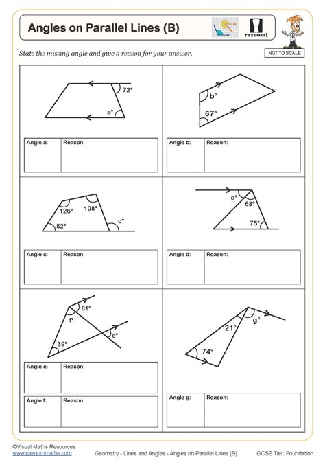 Angles In Parallel Lines Worksheet
