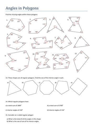 Angles In Polygons Worksheet Ks3 Maths Beyond Twinkl Polygons And Angles Worksheet - Polygons And Angles Worksheet