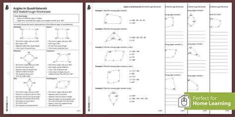 Angles In Quadrilaterals Ks3 Walkthrough Worksheet Twinkl Quadrilateral Angles Worksheet - Quadrilateral Angles Worksheet