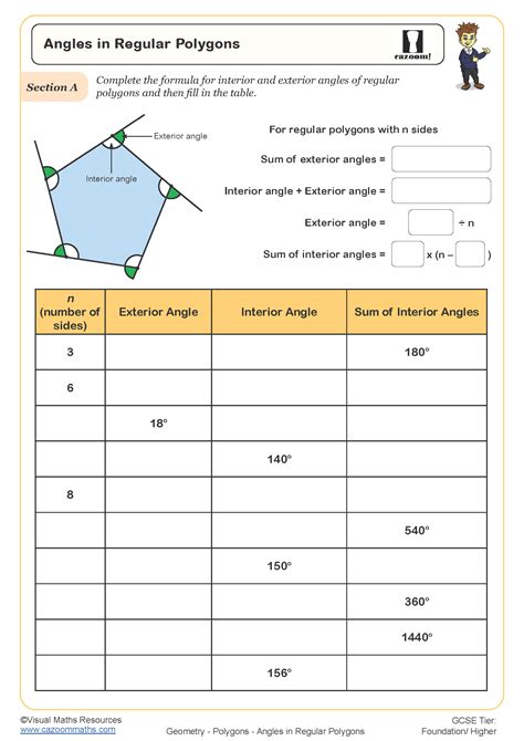 Angles In Regular Polygons Worksheet