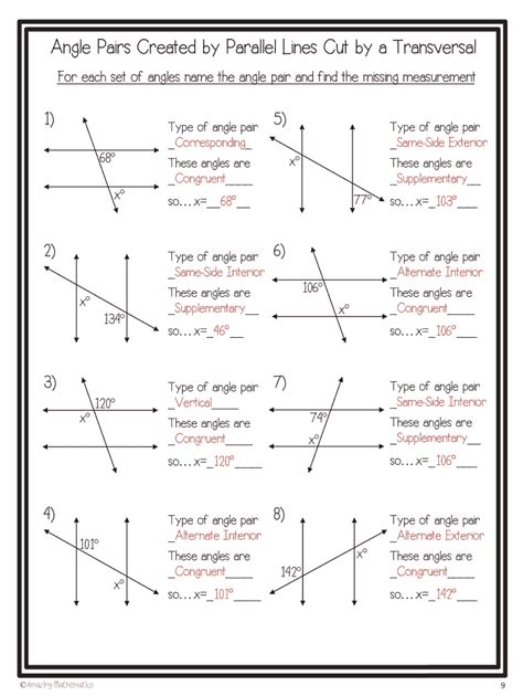 Angles In Transversal Worksheet Answers Transversals And Angles Worksheet - Transversals And Angles Worksheet