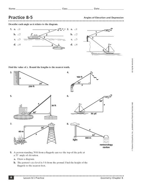 Angles Of Elevation And Depression Worksheet A Comprehensive Worksheet Angles Of Depression And Elevation - Worksheet Angles Of Depression And Elevation