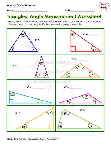 Angles Of Triangles Worksheets Measuring Triangles Worksheet - Measuring Triangles Worksheet