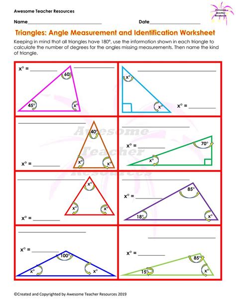 Angles Of Triangles Worksheets Triangle Measurements Worksheet - Triangle Measurements Worksheet