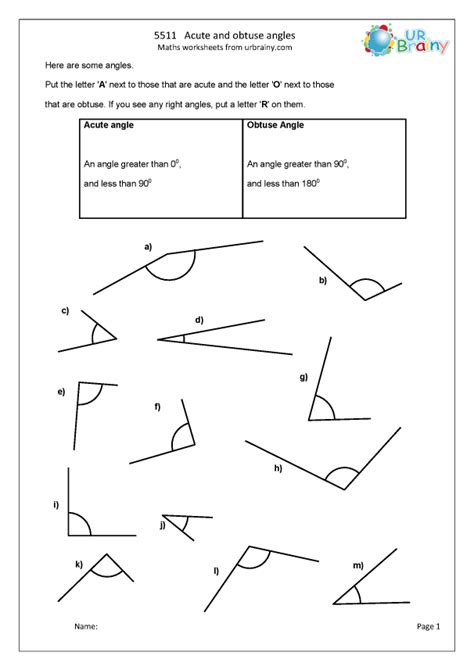 Angles Worksheets Activities Right Obtuse And Acute Angles Worksheet - Right Obtuse And Acute Angles Worksheet