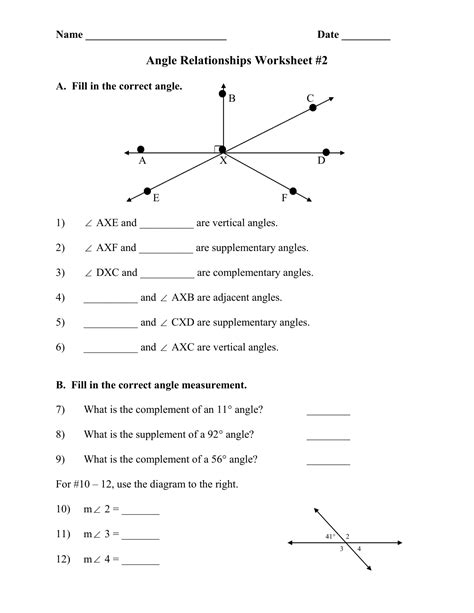 Angles Worksheets Angle Pair Relationships Worksheet Answers - Angle Pair Relationships Worksheet Answers