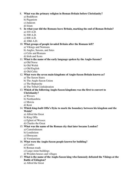 anglo saxon test review multiple choice