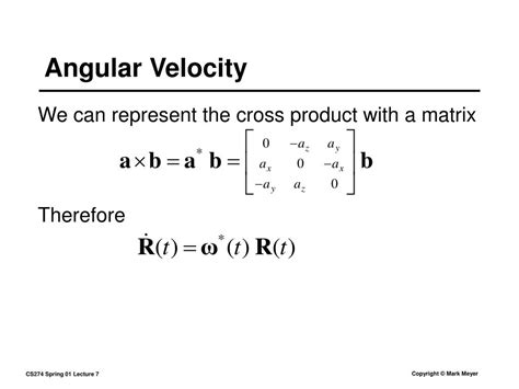 Angular Velocity Cross Product