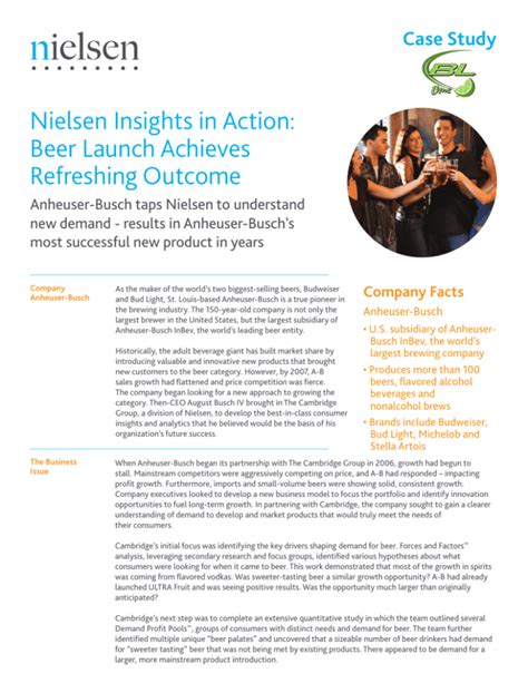 Anheuser Busch Case Study Nielsen Worldwide Nielsen