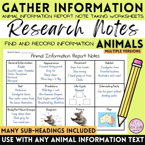 Animal Fact Note Taking Worksheets Gather Amp Collate Note Taking Worksheet - Note-taking Worksheet