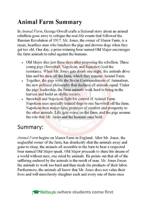 Animal Farm Summary Notes