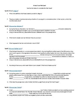 animal farm web quest answer key